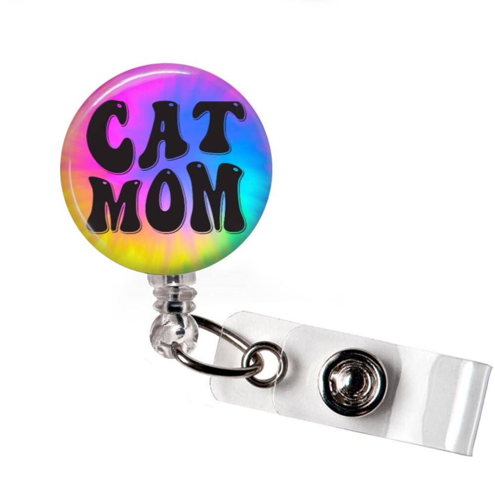 Vet Tech Badge Reel Cat Mom Paw Print Veterinary ID Holder Cat Lover Gift